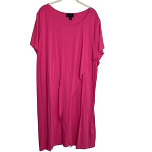 G by Guiliana Black Label Womens Cross Front T-Shirt Dress Size 2X Pink Midi